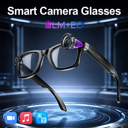 ULMIED Smart Camera Glasses, 8MP Camera for Everyday Recording, Hands-Free Wearable Glasses with Bluetooth Audio, Photochromic Lens, Outdoor Travel Glasses