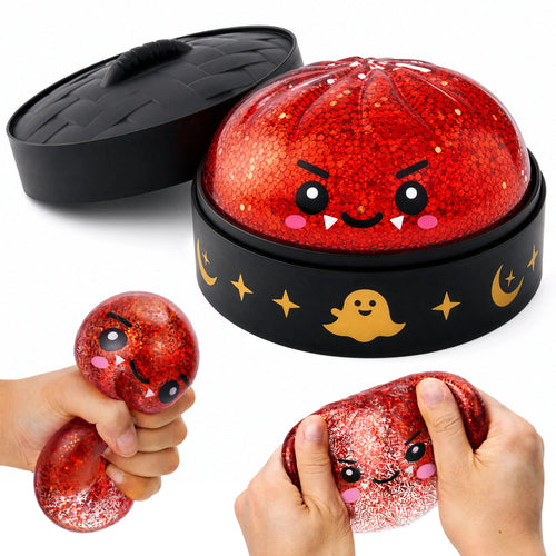 Halloween Dumpling Stress Relief Toys, 1pcs/3pcs/6pcs with Steamer Storage Boxes,Slow‑rebound maltose squishy toys, ideal for Halloween party gifts, featuring grimace pumpkin and little devil designs - Choices: 1pcs Devil